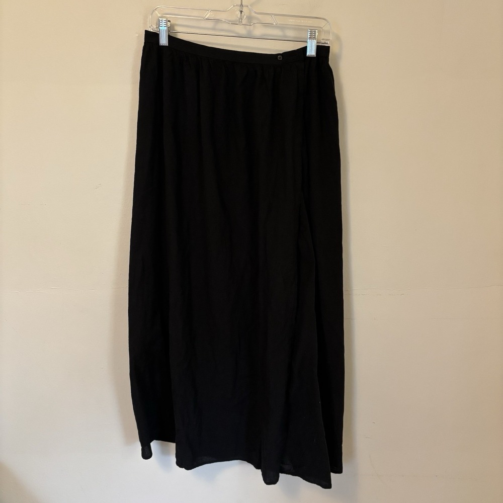 J. Crew Women's Beach Cover-up Midi Skirt Side Slit Black Cotton Medium Vacation
